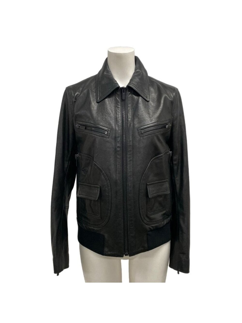 Dior Jacket I Black Long Sleeve Leather Bee Embroidery 40